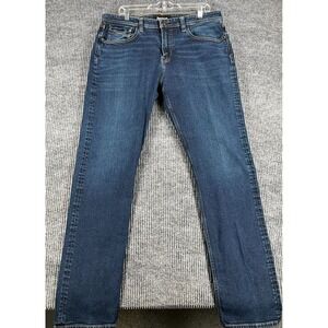 Revtown Sharp Jeans Mens Size 35x34 Dark Blue Denim Selvedge Stretch Casual